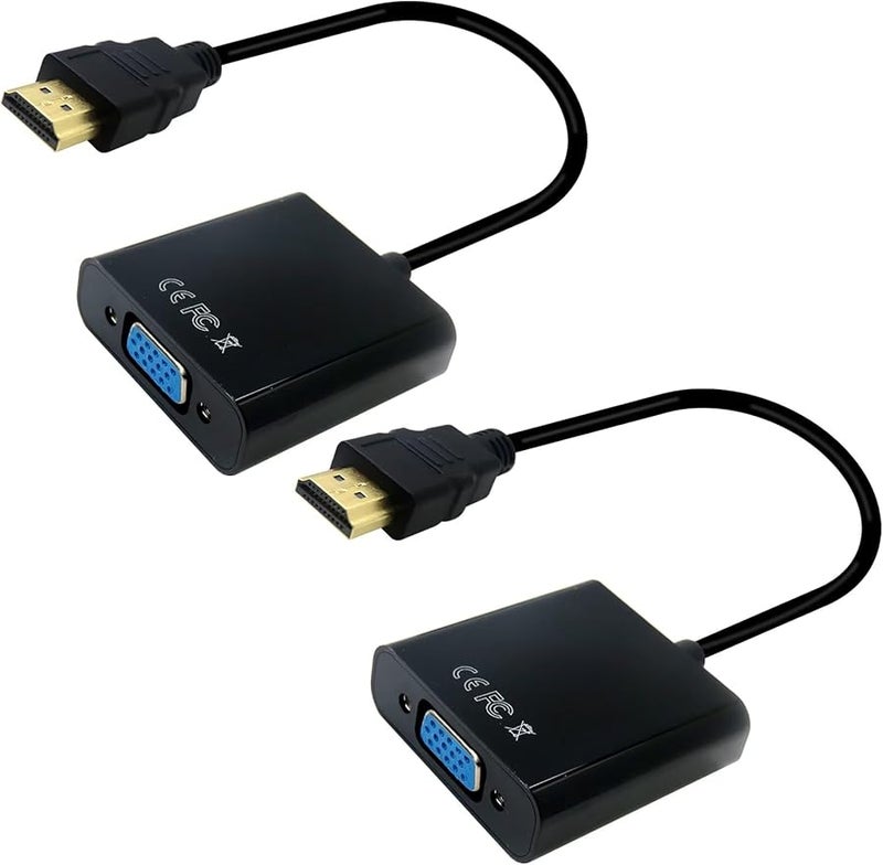 محول HDMI مطلي بالذهب إلى VGA 2 قطعة محول للكمبيوتر المحمول شاشة الكمبيوتر جهاز العرض بدقة 1080 بكسل - Image 1